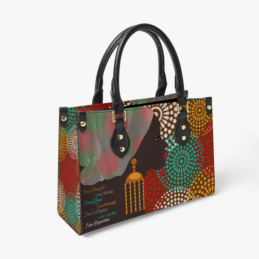 Women Empower Handbag with African-Inspired Design - I Am Strong, Enough, Capable, and Successful